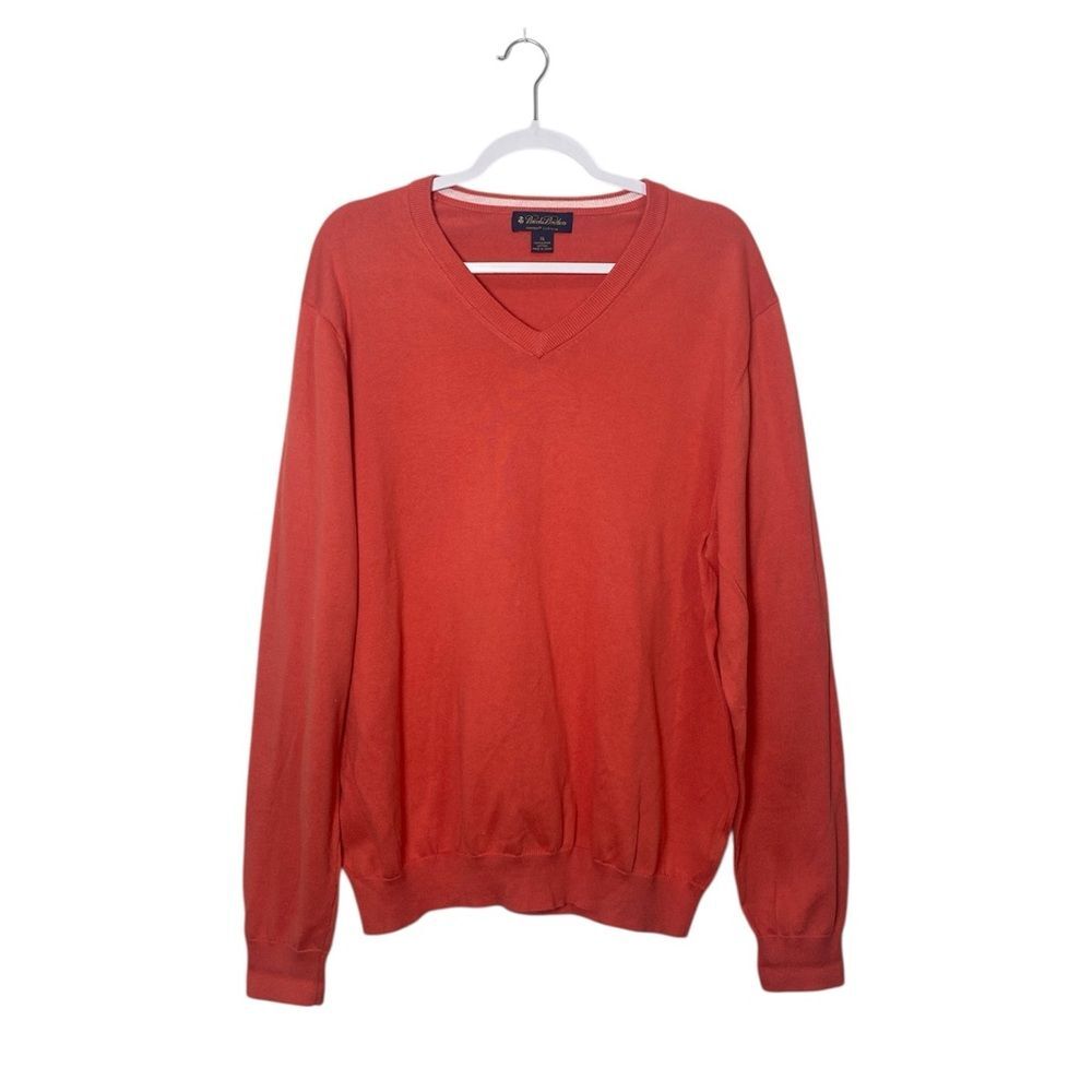 Brooks Brothers Supima Cotton V-Neck Sweater Coral Red Men's Size XL